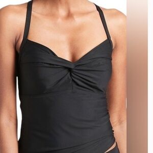 Athleta Twist Up Quick Dry Underwire Adjustable Straps Tankini 32D/D Black Top